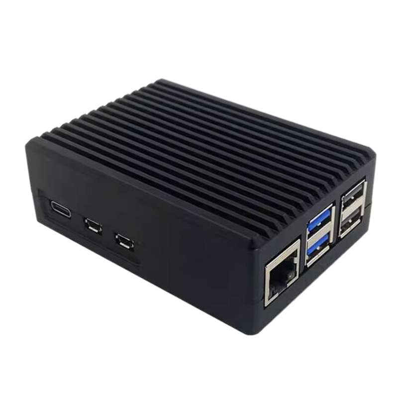Boîtier Raspberry Pi 5 aluminium noir avec ventilation